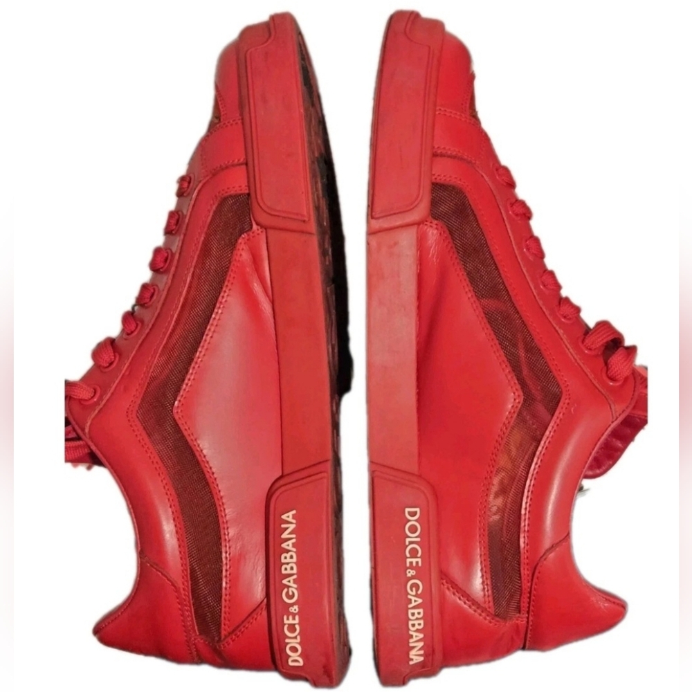 Dolce & Gabbana Unisex Portofino Red LowTop Sneakers US Mens Sz 6 /Wmns Size 7.5 - Picture 5 of 14